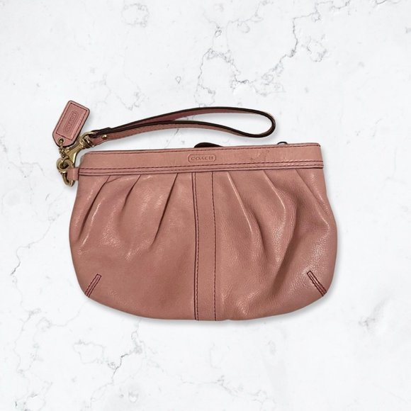 COACH Blush Pink Genuine Leather Wristlet - Picture 1 of 11